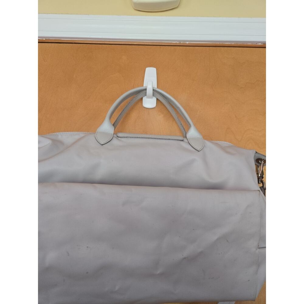 Longchamp Nylon Shoulder Bag Light Gray Made In France 12x10 - Picture 9 of 9